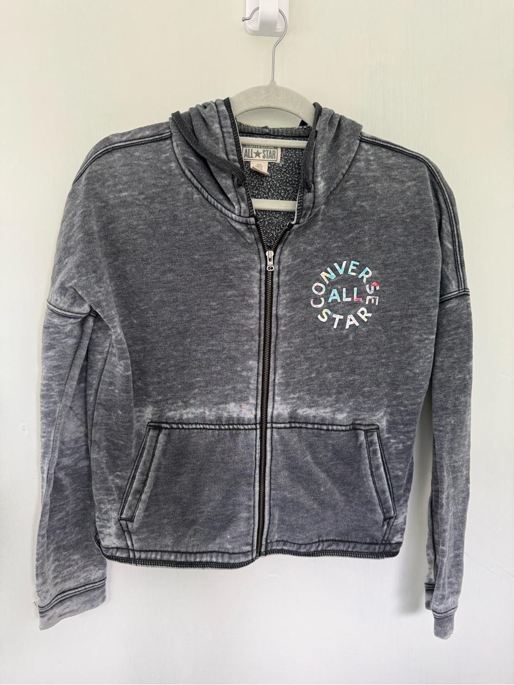 Converse All Star Washed Triblend Zip Hoodie Vintage Y2K Design Women’s XS